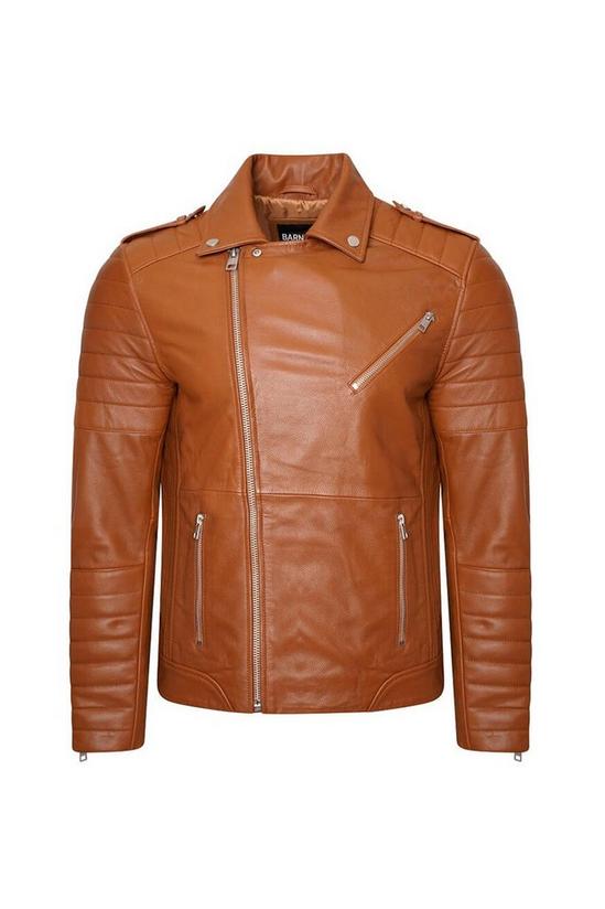 Barneys Originals Ribbed Tan Leather Jacket 2