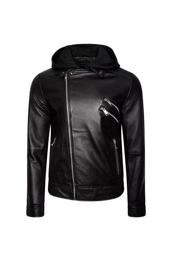 Barneys Originals Hooded Leather Biker Jacket 1