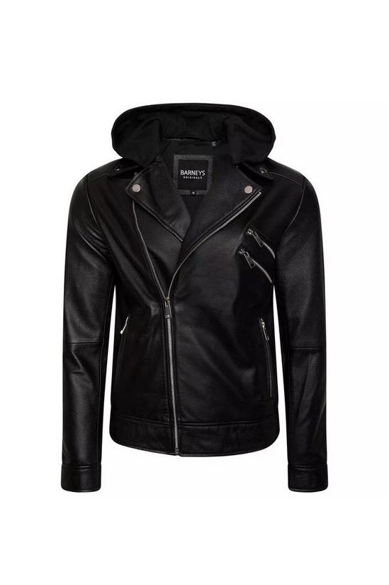 Barneys Originals Hooded Leather Biker Jacket 2