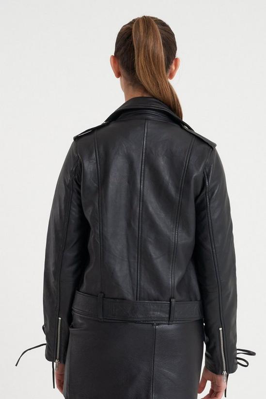 Barneys Originals Lace Sleeve Leather Biker Jacket 3