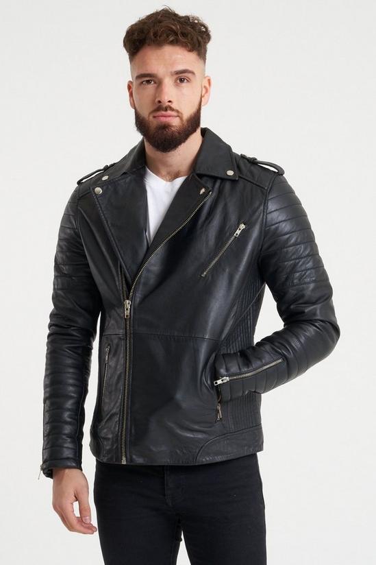 Barneys Originals Ribbed Leather Jacket 2