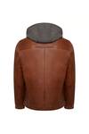 Barneys Originals Hooded Tan Leather Racer Jacket thumbnail 4