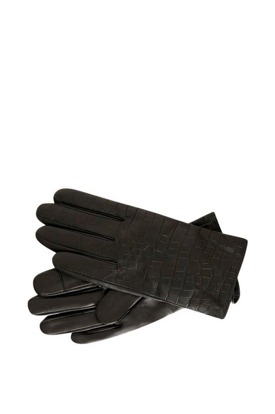 Barneys Originals Crocodile Patterned Leather Gloves 1
