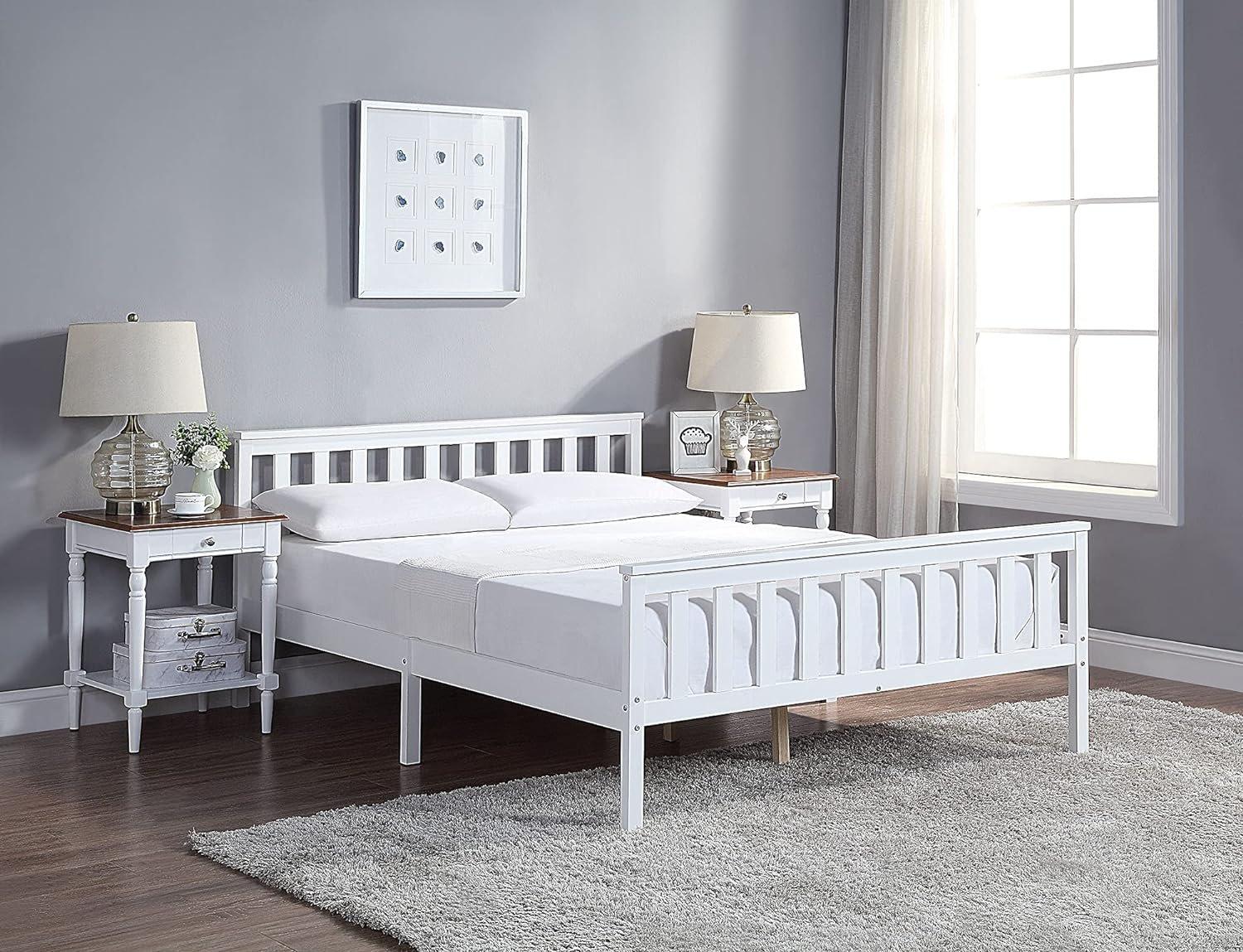 Wooden Double Bed Frame With Pocket Sprung Mattress