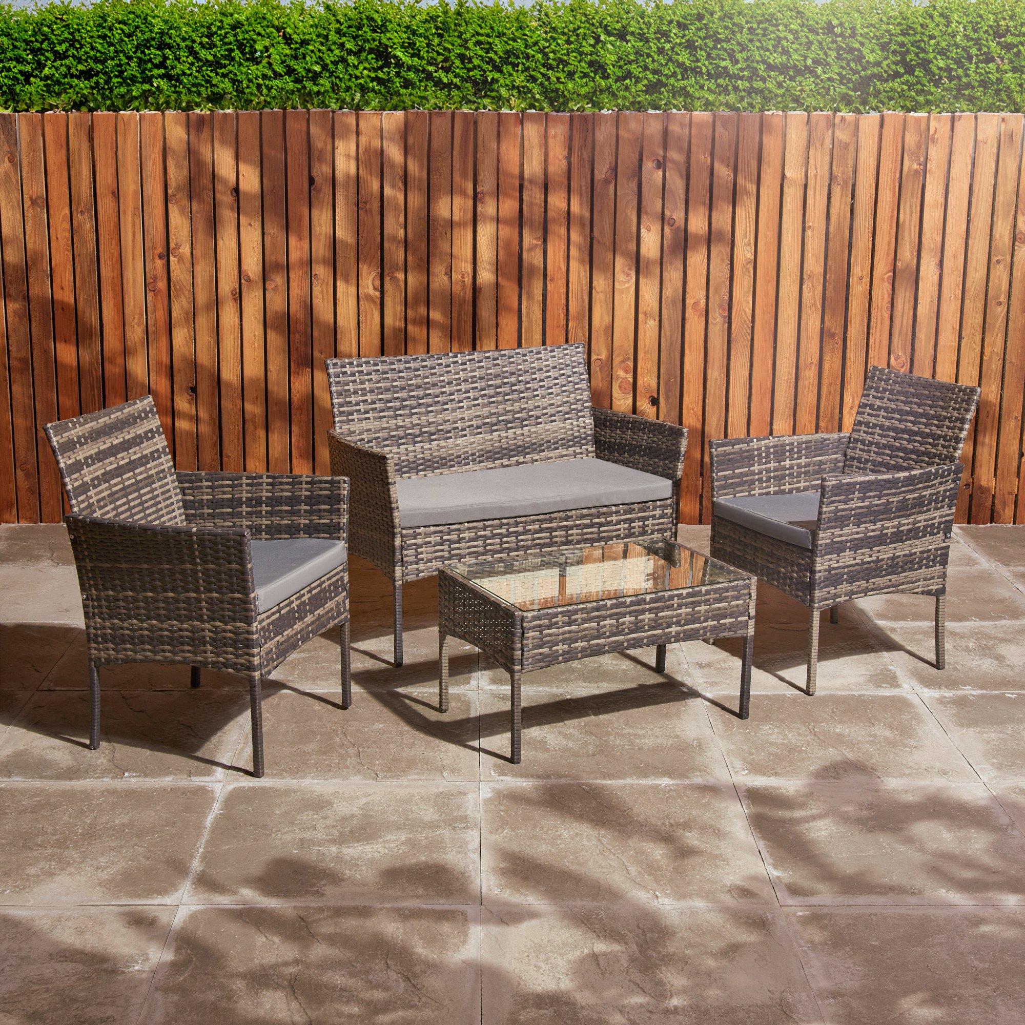 Rattan Furniture Set 4 Seater Patio Table & Chairs