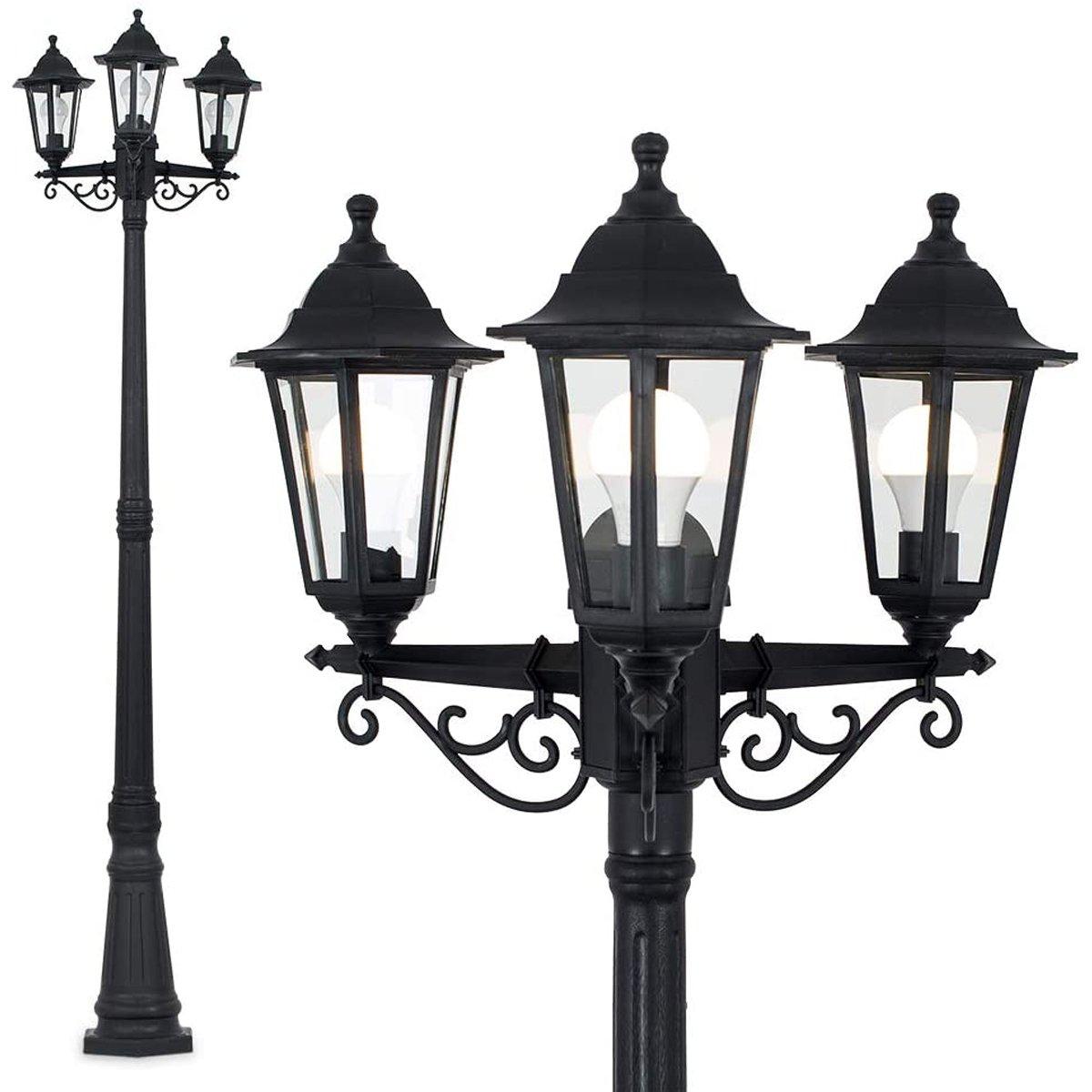 Edna Black Triple Victorian Style Lantern Outdoor Post Light Extra Large