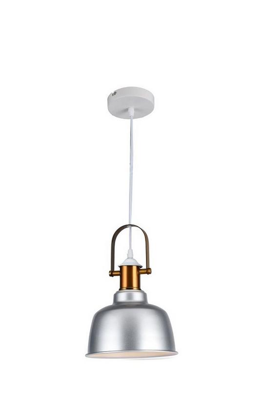 CGC Lighting 'Georgie'  Industrial Metal Ceiling Pendant Light Silver & White inner with Brass Fitting 2