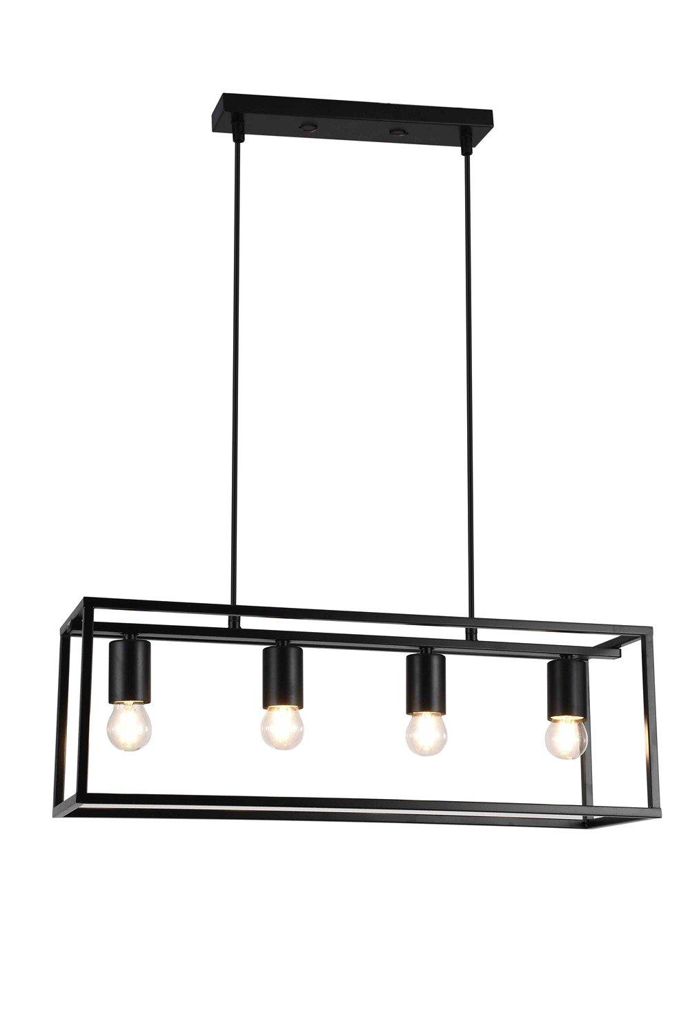 Molly Large Black Industrial Style Suspended Rectangular Ceiling Light