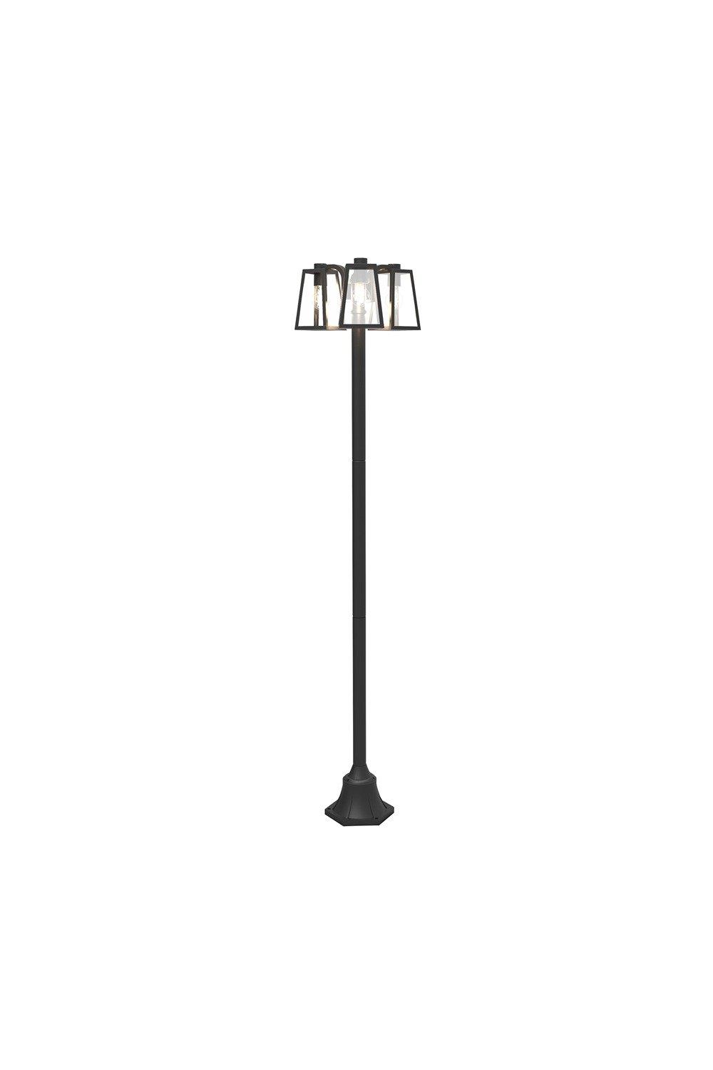 'Louie' Black Modern Outdoor Lantern Tall Three Head Post Light 1.9m
