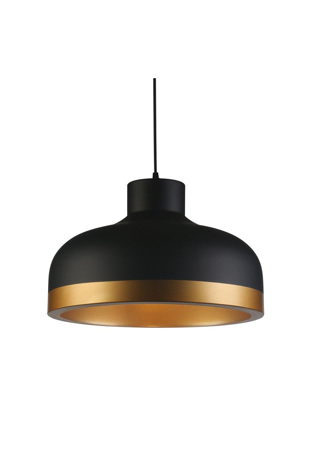 Goldi Extra Large Black Dome Ceiling Pendant Light with Gold Trim