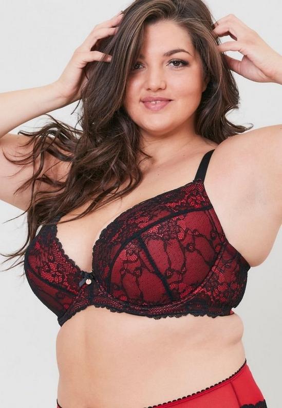 Oola Lingerie Tonal Lace Underwired Padded Plunge Bra 3