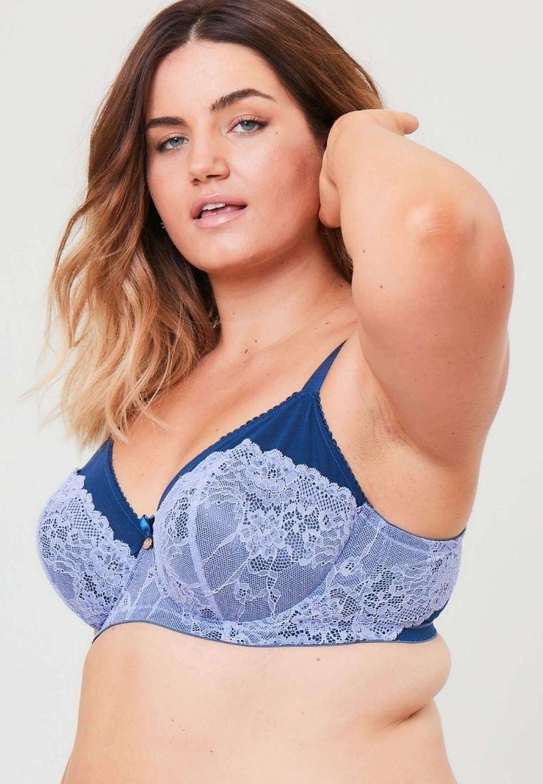 Oola Lingerie Women's Tonal Lace Underwired Bra|Size: 40FF|navy