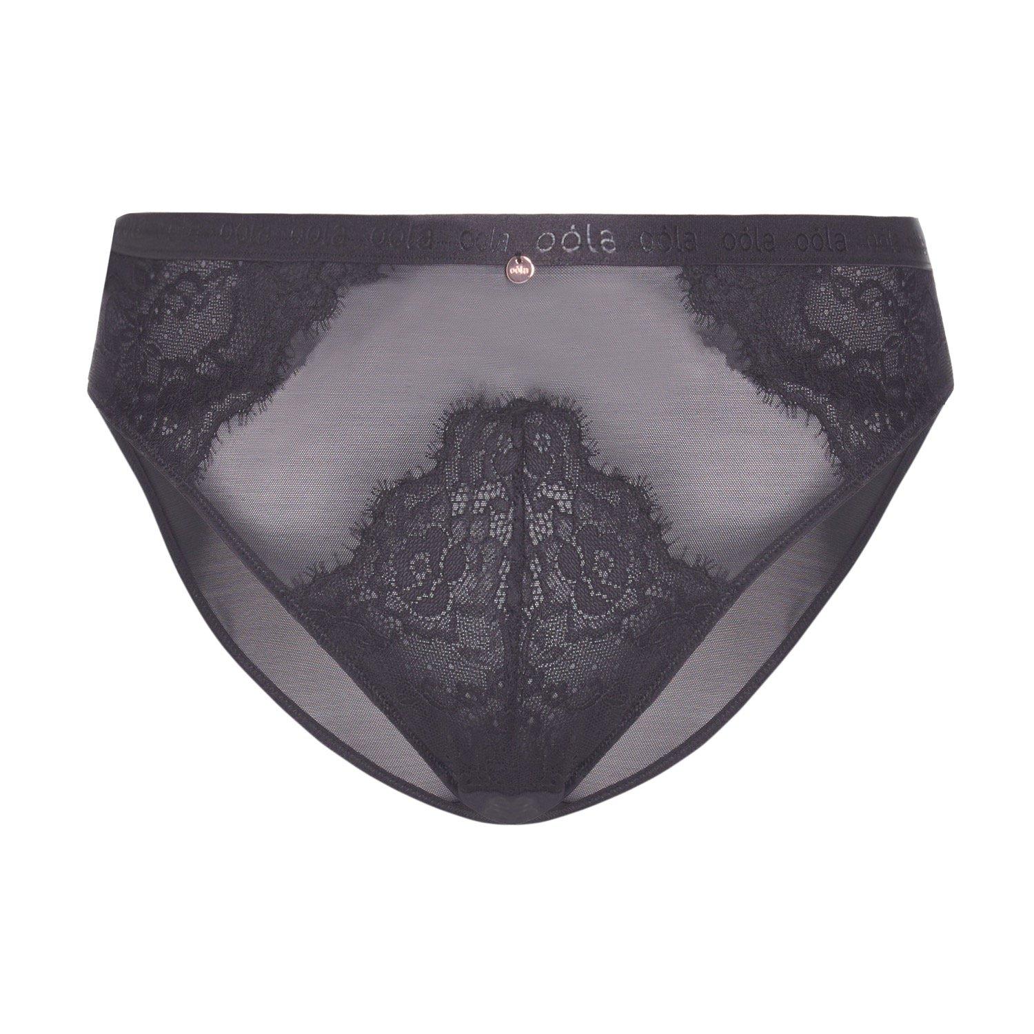 Oola Lingerie Women's Lace & Logo Bikini Brief|Size: 14-16|black