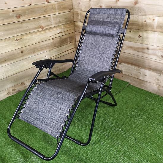 Samuel Alexander Luxury Zero Gravity Garden Relaxer Chair / Sun Lounger - Grey 2