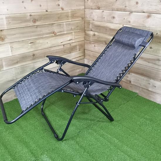 Samuel Alexander Luxury Zero Gravity Garden Relaxer Chair / Sun Lounger - Grey 3
