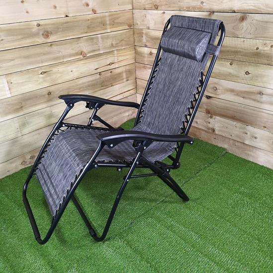 Samuel Alexander Luxury Zero Gravity Garden Relaxer Chair / Sun Lounger - Grey 4