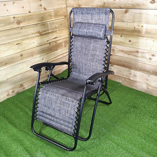 Samuel Alexander Luxury Zero Gravity Garden Relaxer Chair / Sun Lounger - Grey 6