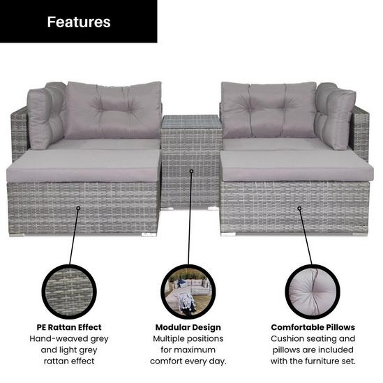 Samuel Alexander Luxury Grey Wicker Rattan Sofa Cube Garden Furniture Lounger Set With Glass Top Coffee Table 6
