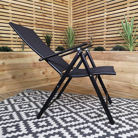 Samuel Alexander Multi Position High Back Reclining Garden / Outdoor Folding Chair in Black 2