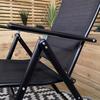 Samuel Alexander Multi Position High Back Reclining Garden / Outdoor Folding Chair in Black thumbnail 3