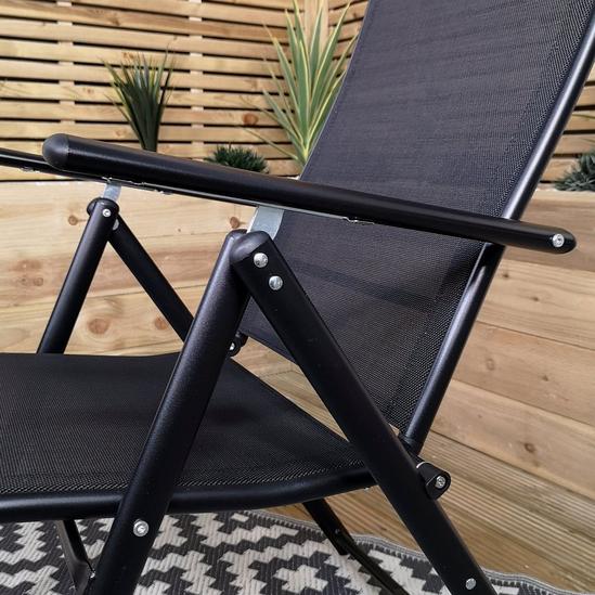 Samuel Alexander Multi Position High Back Reclining Garden / Outdoor Folding Chair in Black 3