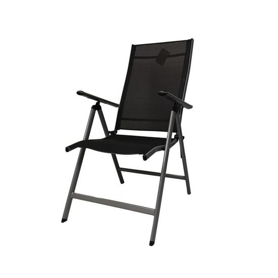 Samuel Alexander Multi Position High Back Reclining Garden / Outdoor Folding Chair in Black and Silver 1