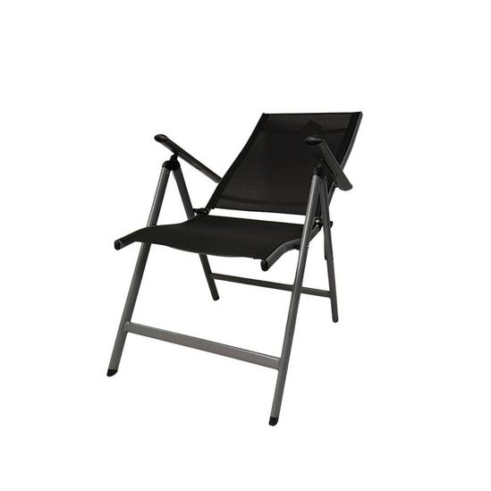 Samuel Alexander Multi Position High Back Reclining Garden / Outdoor Folding Chair in Black and Silver 2