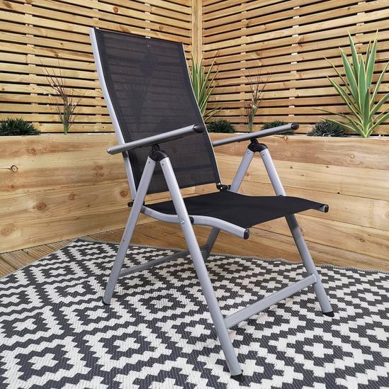 Samuel Alexander Multi Position High Back Reclining Garden / Outdoor Folding Chair in Black and Silver 3