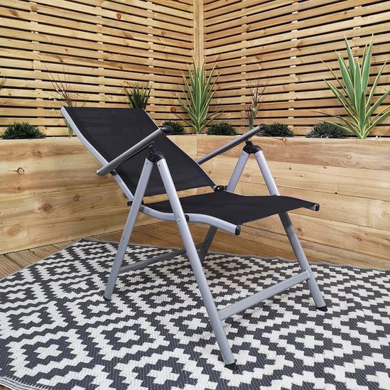 Samuel Alexander Multi Position High Back Reclining Garden / Outdoor Folding Chair in Black and Silver 5
