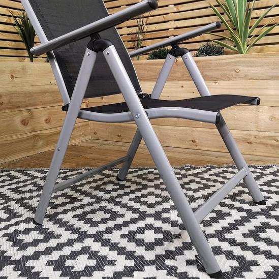 Samuel Alexander Multi Position High Back Reclining Garden / Outdoor Folding Chair in Black and Silver 6