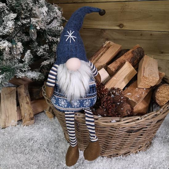 Samuel Alexander 48cm Tall Christmas Gnome Gonk Nordic Decoration Blue Body Hat Bell Dangly Legs 1