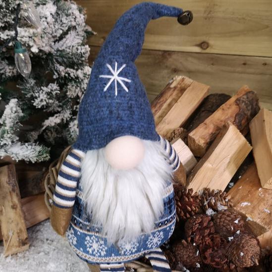 Samuel Alexander 48cm Tall Christmas Gnome Gonk Nordic Decoration Blue Body Hat Bell Dangly Legs 3