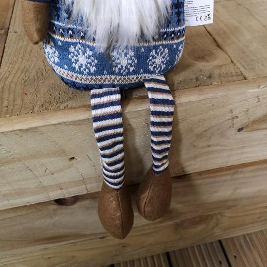 Samuel Alexander 48cm Tall Christmas Gnome Gonk Nordic Decoration Blue Body Hat Bell Dangly Legs 4