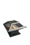 Samuel Alexander Redwood Outdoor Garden Square Fire Pit / Heater with Barbecue Grill thumbnail 1