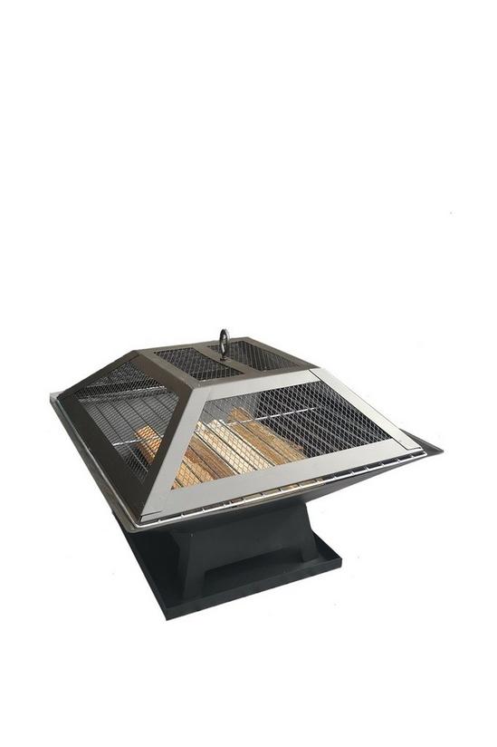 Samuel Alexander Redwood Outdoor Garden Square Fire Pit / Heater with Barbecue Grill 1
