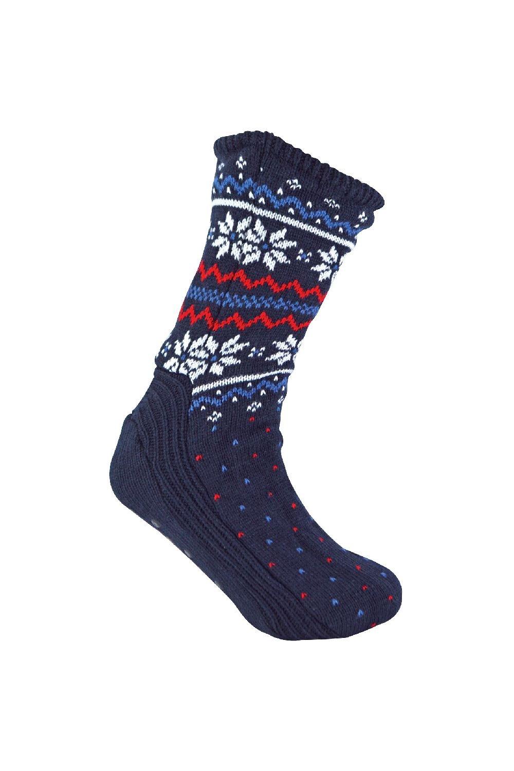 Warm Winter Fairisle Pattern Bootie Socks with Non Slip Grippers