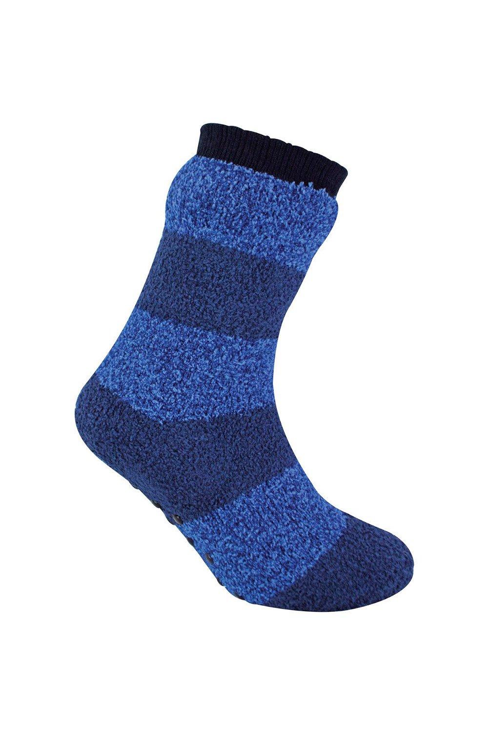Non Slip Fleece Lined Thermal Striped Slipper Socks Bootie Style