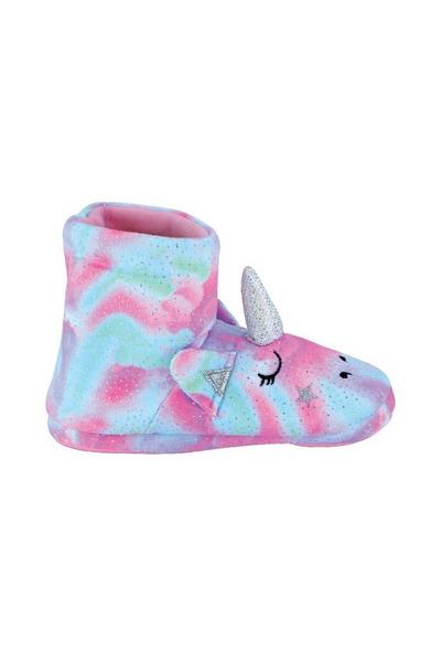 Warm Soft 3D Pink Unicorn Slipper Boots Rainbow with Grips