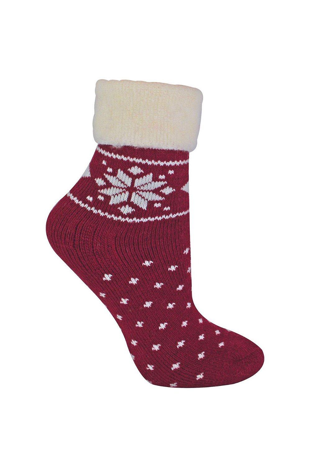 Wool Bed Lounge Socks with Fairisle Design for Winter