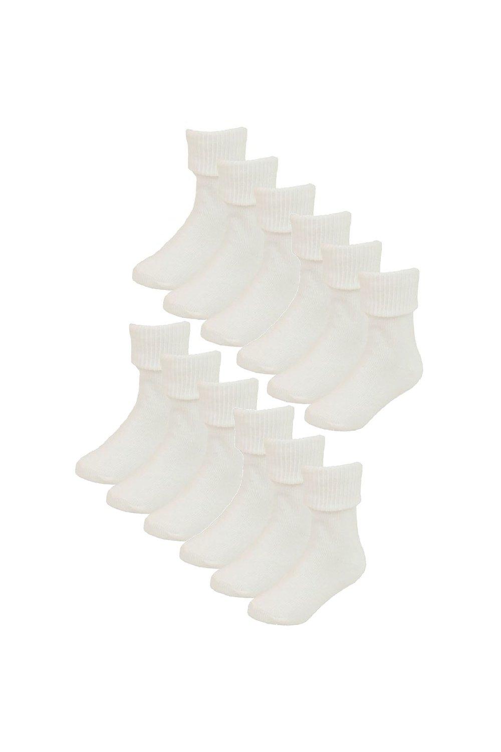 6 Pairs Plain Turn Over Top Soft Cotton Socks for Babies