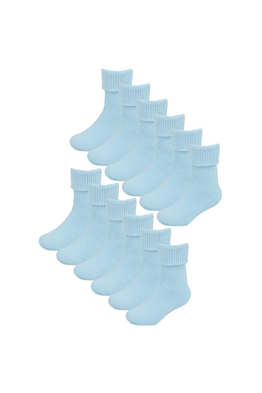 6 Pairs Plain Turn Over Top Soft Cotton Socks for Babies