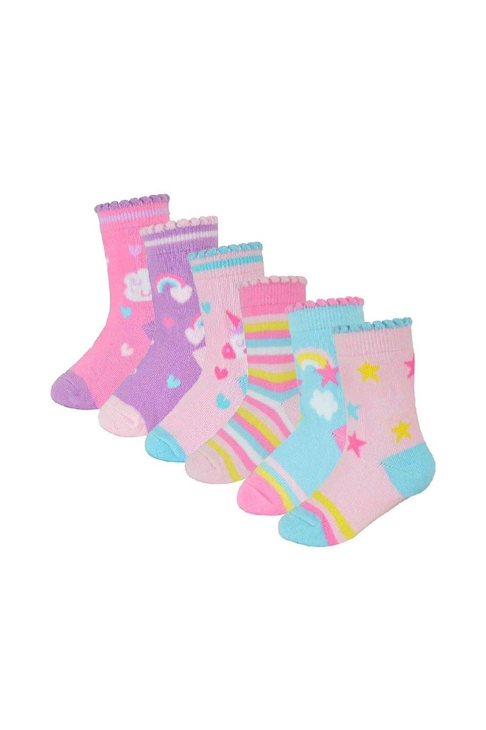 6 Pairs Baby Unicorn Design Soft Cotton Novelty Socks