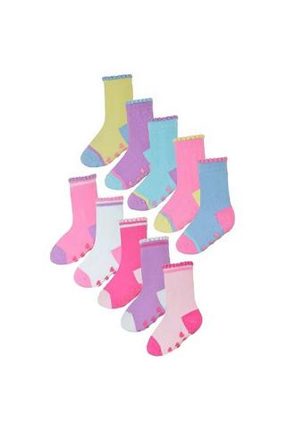 LA Active Boys and Girls Kids Non-Slip Grip Crew Socks for baby, Infants  Toddlers 4-7 Years - 6 Pairs - Pastels 
