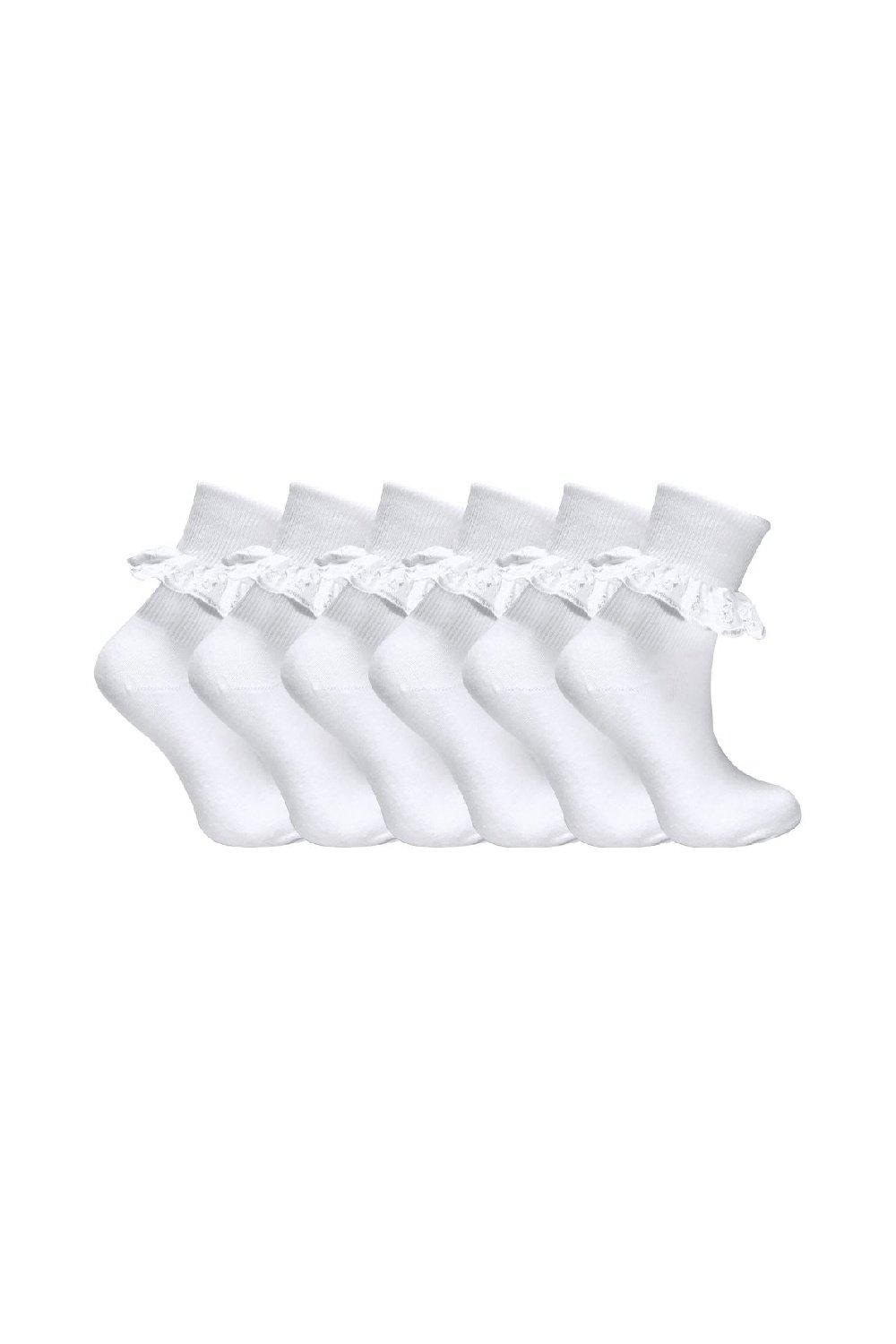 6 Pairs Baby Frilly Lace Fancy Soft Cotton Socks
