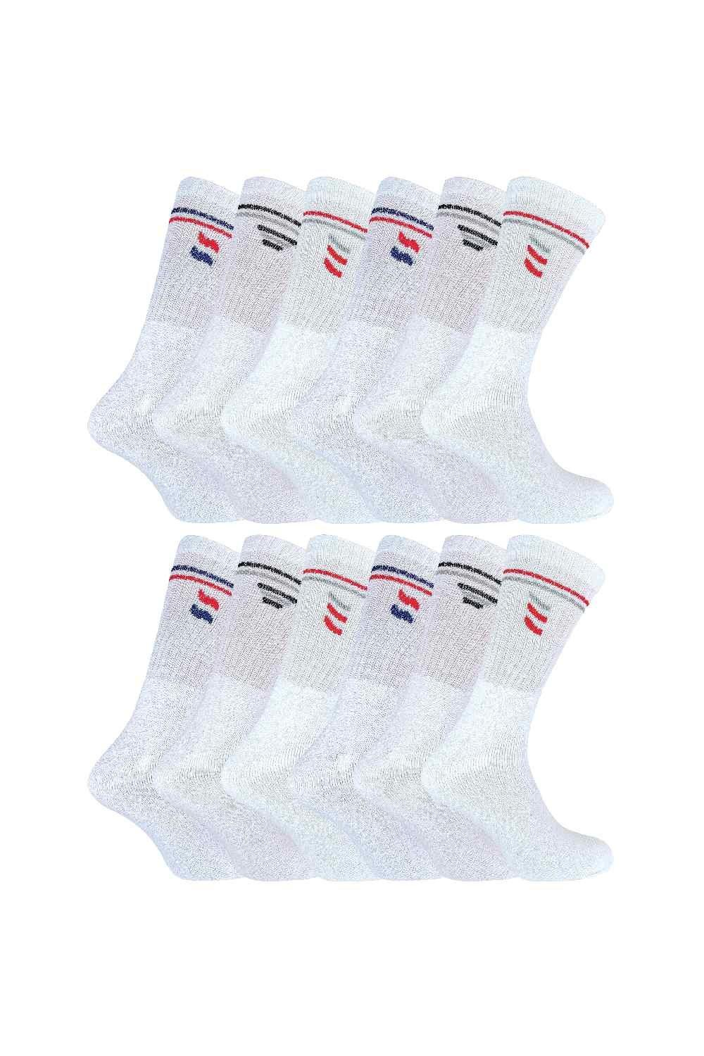 12 Pairs Cotton Sport Socks in White & Black