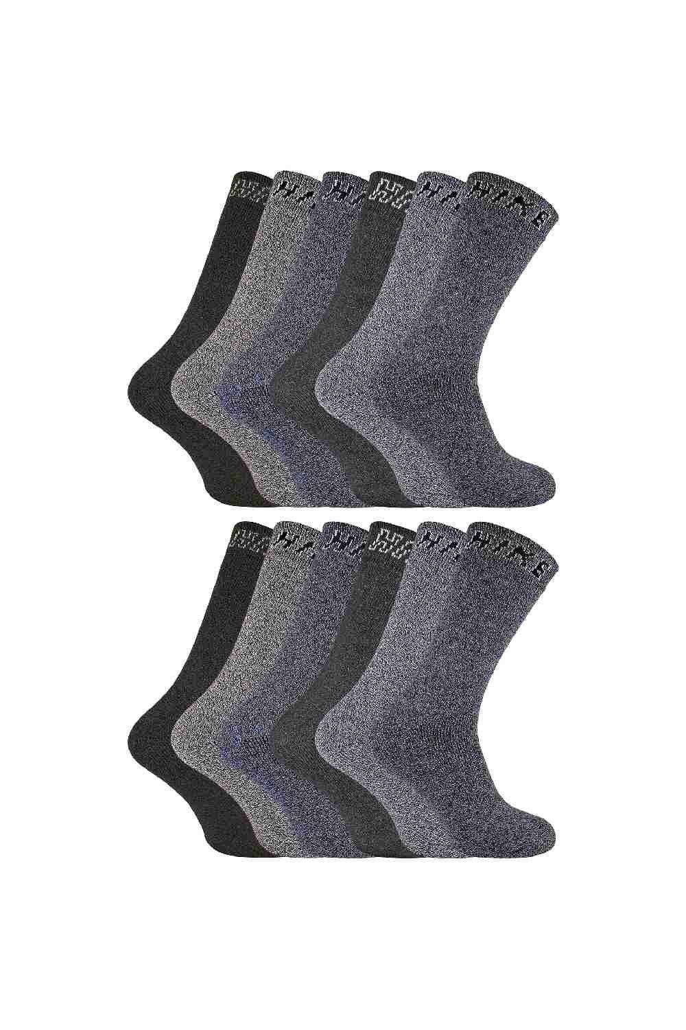 12 Pairs Cushioned Hiking Socks - Breathable Boot Socks