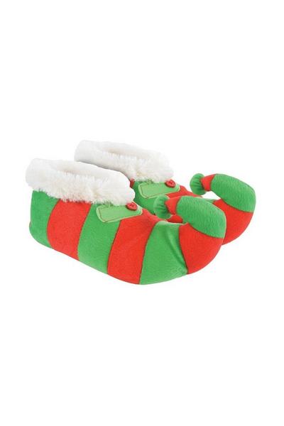 Novelty Christmas Elf Slippers - Fleece Linied Striped Slippers
