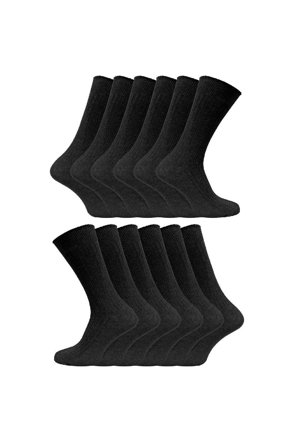 12 Pair Soft Breathable 100% Cotton Ribbed Dress Socks