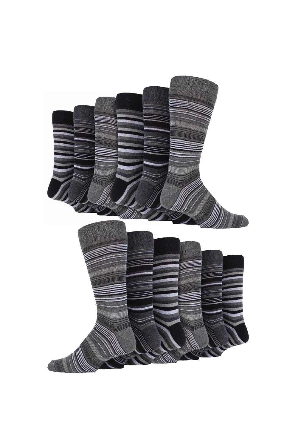 12 Pair Multipack Cotton Colourful Striped Patterned Dress Socks
