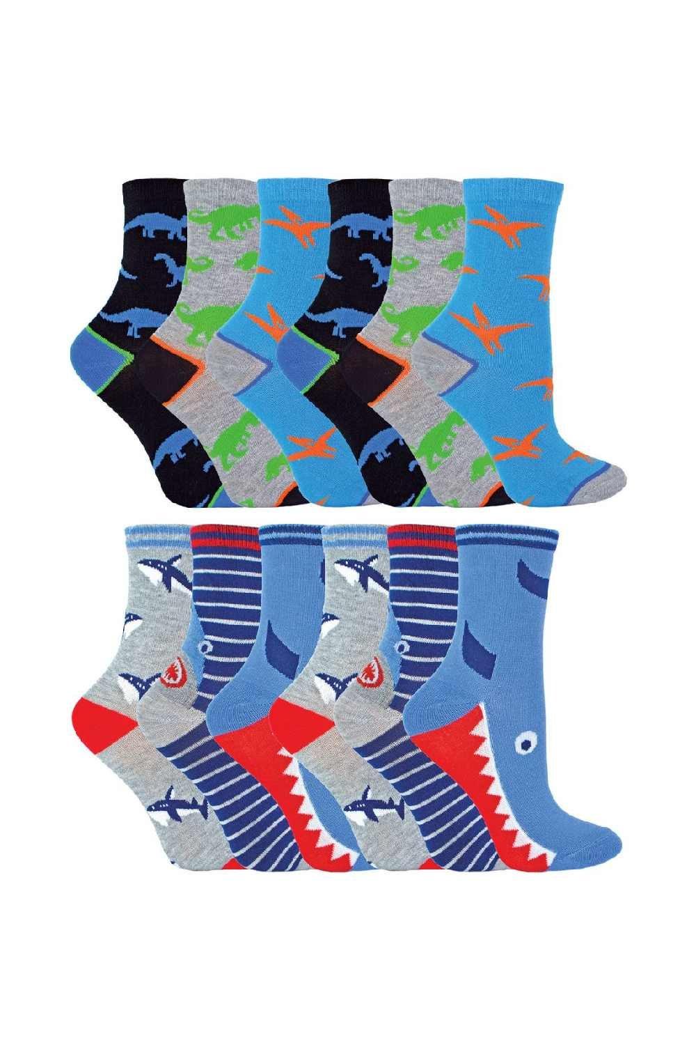 12 Pair Novelty Bamboo Trainer Low Cut Socks with Fun Designs